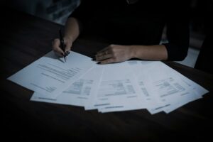 Person reviewing insurance paperwork